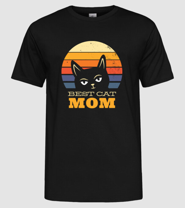 Cea mai bună mamă pisică model negru pe tricou