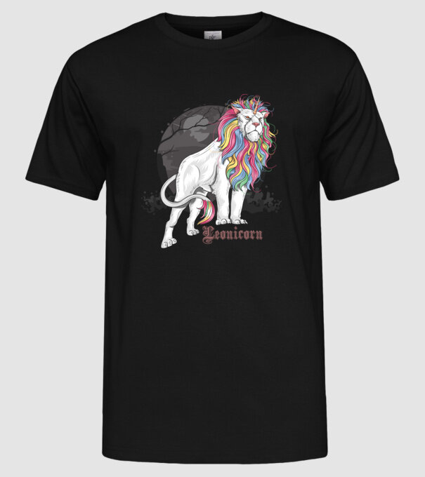 Leonicorn model negru pe tricou