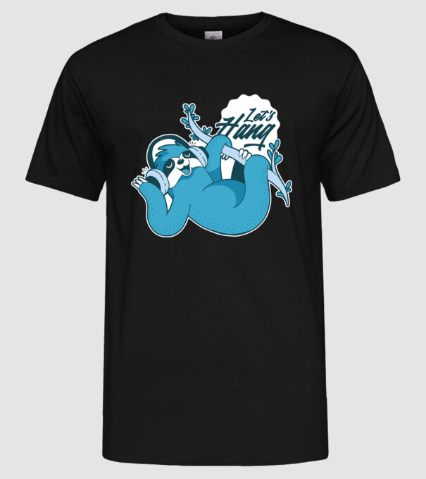 'Let''s Hang tricou cu leneș' model negru pe tricou