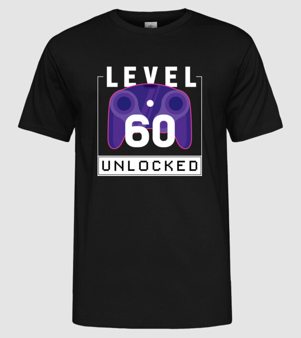 Level 60 Unlocked Gamer Birthday model negru pe tricou