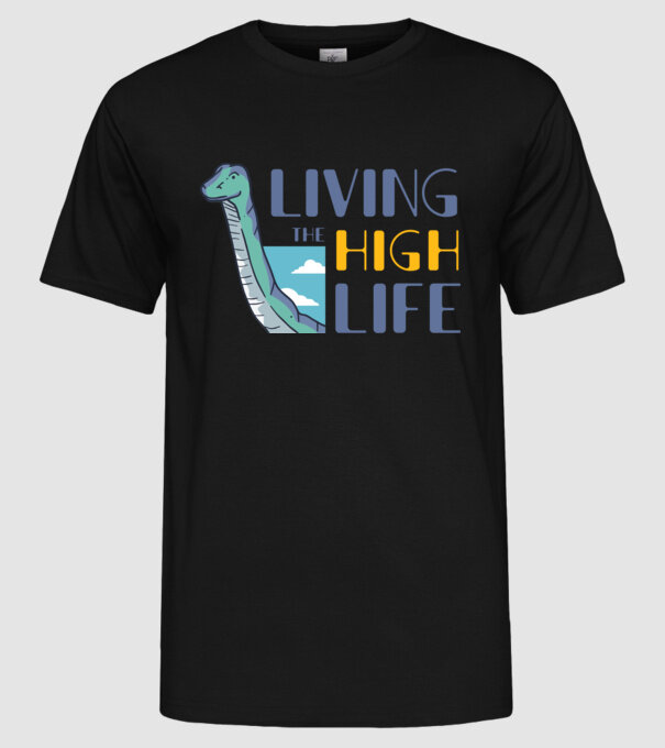 Living the High Life Dinosaur model negru pe tricou