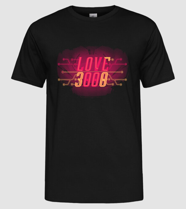 Love 3000 model negru pe tricou