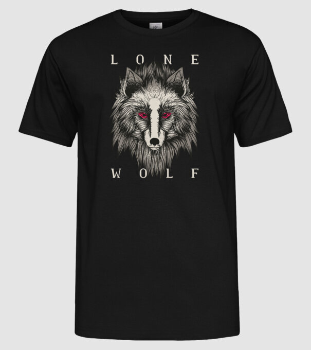 Lup Singuratic model negru pe tricou