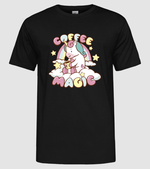 Cafea Magică Unicorn model negru pe tricou