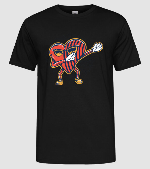 Inimă DAB cărți de joc maghiare model negru pe tricou