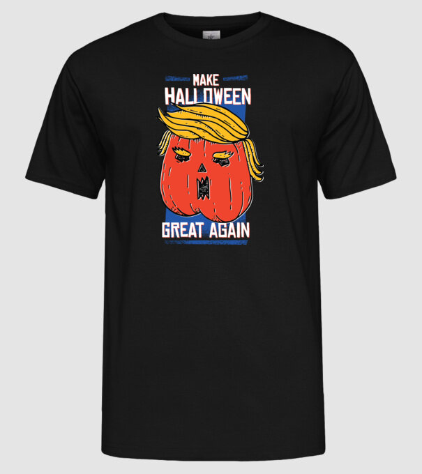 Make Halloween Great Again Trump model negru pe tricou