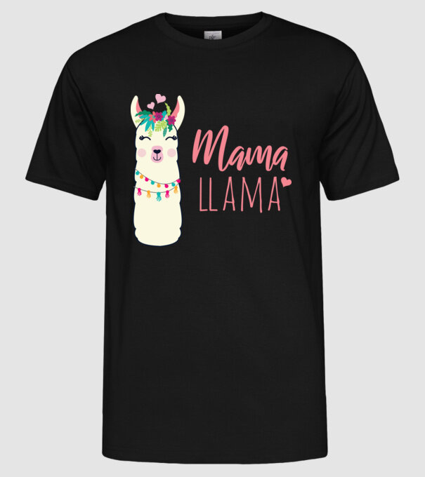 Mama Llama model negru pe tricou