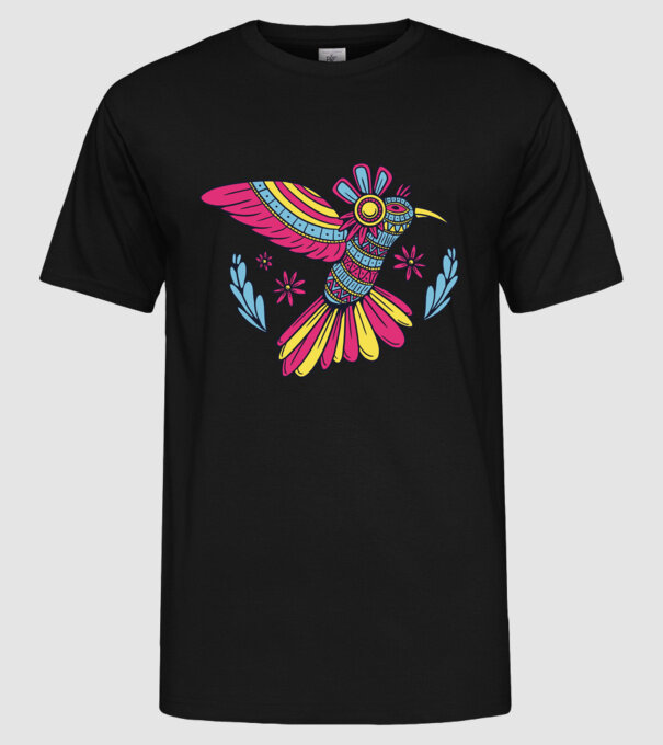 Mandala Colibri model negru pe tricou