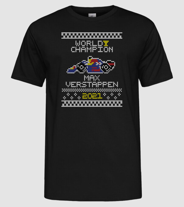 Max Verstappen campion mondial Formula 1 model negru pe tricou