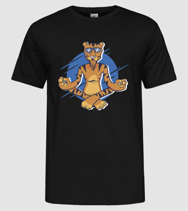 Tigru meditator model negru pe tricou
