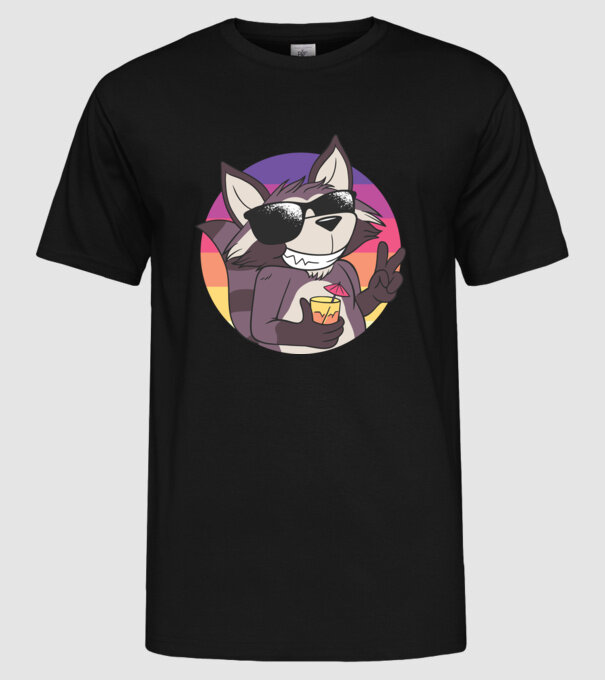 Raton cool model negru pe tricou