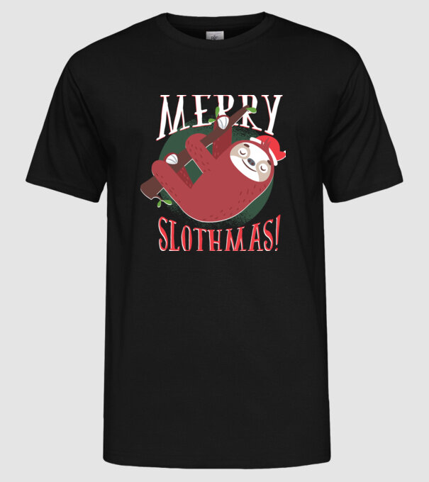 Merry Slothmas Crăciun cu Leneș model negru pe tricou