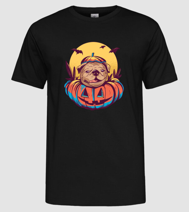 Mops Halloween model negru pe tricou