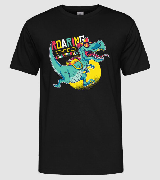 De acum încolo, voi urla în grădiniță cu Dinozaur model negru pe tricou