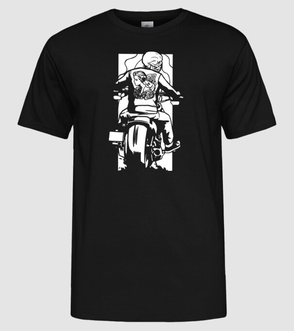 Craniu Motociclist model negru pe tricou