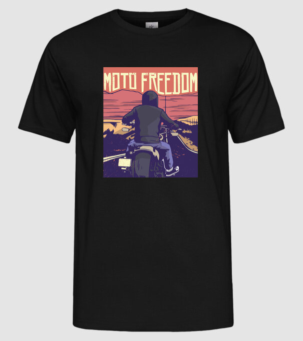 Libertate Motociclist model negru pe tricou
