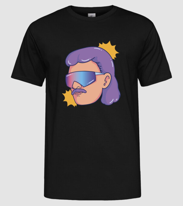 Cap Mullet Retro model negru pe tricou