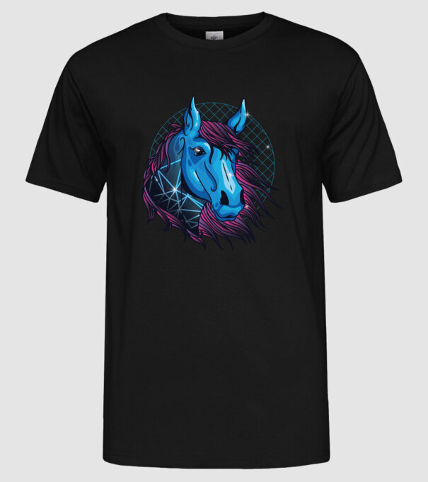 Cal neon pentru călăreți model negru pe tricou