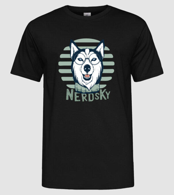Nerdsky Husky model negru pe tricou