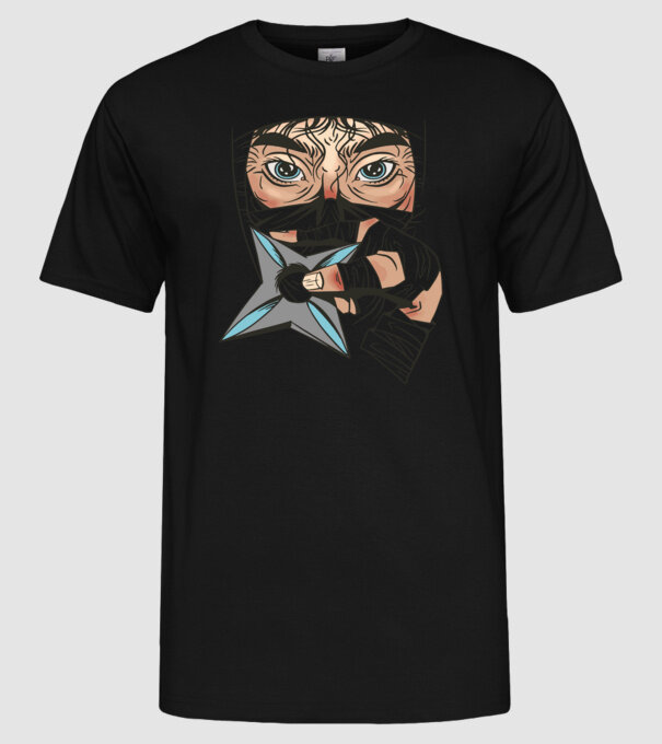 Cap de ninja model negru pe tricou