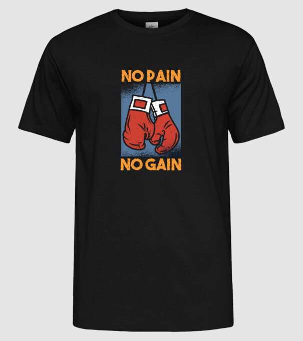 No pain no gain box model negru pe tricou