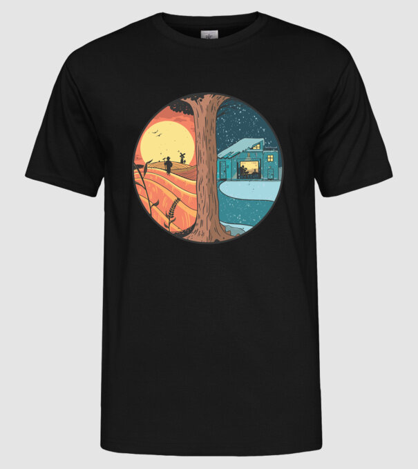Vară vs iarnă model negru pe tricou