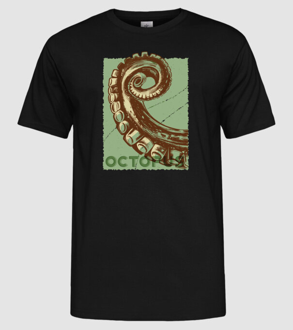 Caracatiță Octopus model negru pe tricou
