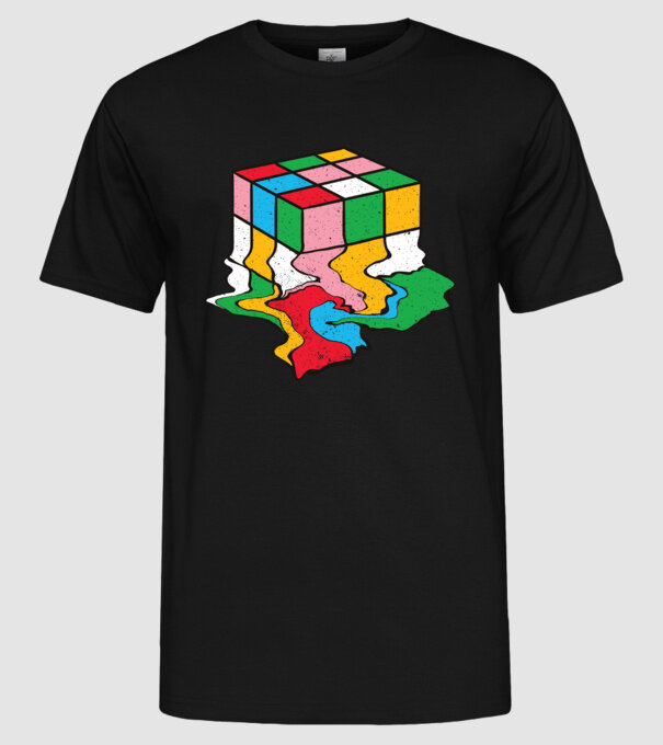Cub Rubik topindu-se model negru pe tricou