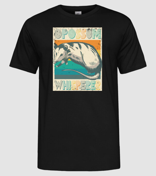 Opossum Whisperer model negru pe tricou