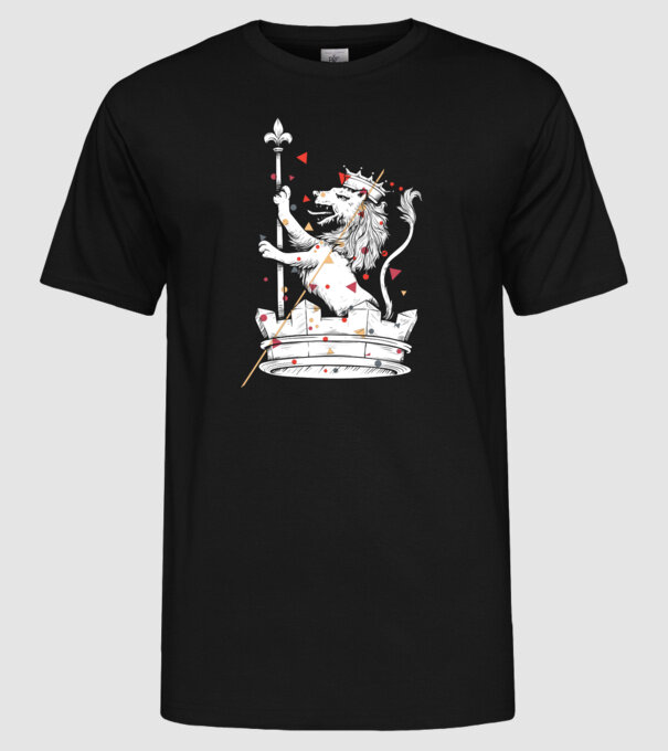 Leu Coroană model negru pe tricou
