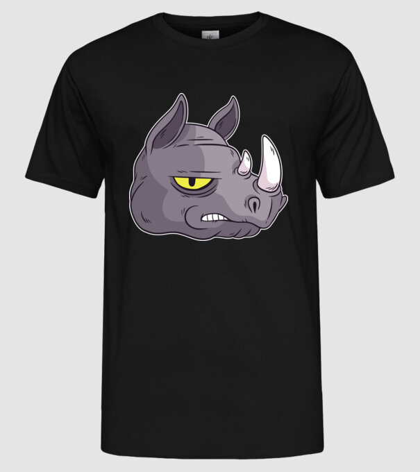 Cap de rinocer model negru pe tricou