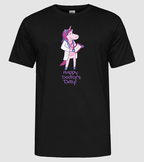 Medic Unicorn model negru pe tricou