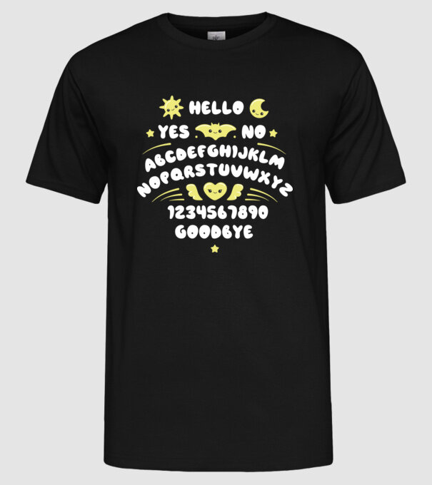 Motiv Ouija model negru pe tricou