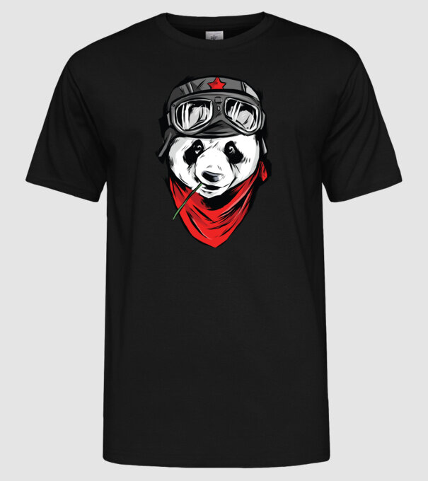 Panda Gerilla model negru pe tricou