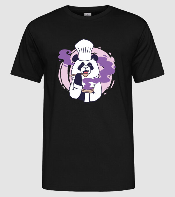 Panda Chef model negru pe tricou
