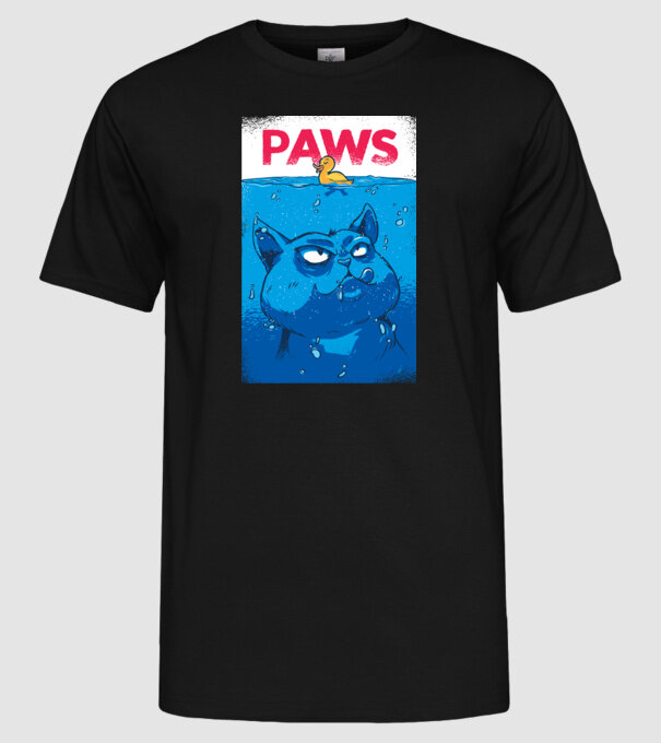 Paws Pisică la atac model negru pe tricou