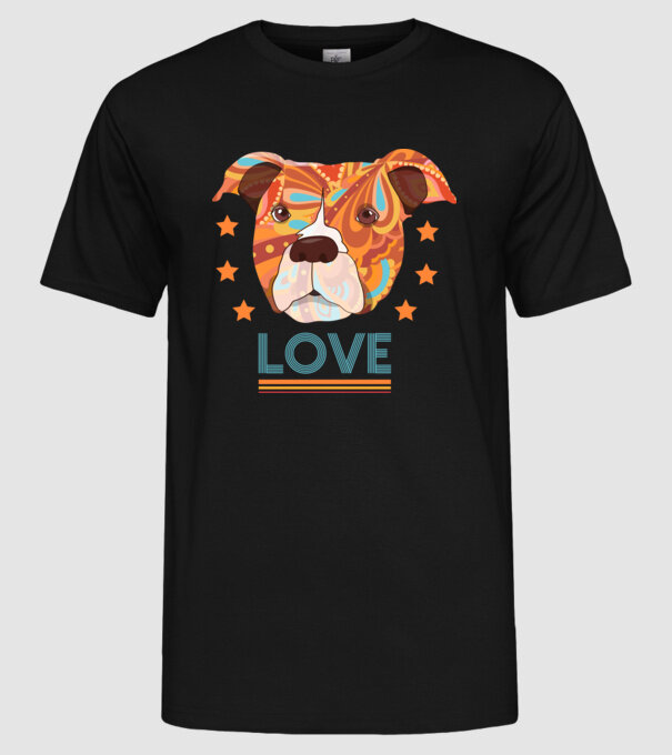 Dragoste Pitbull model negru pe tricou