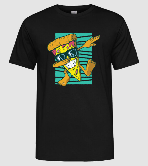 Felie de pizza DAB model negru pe tricou