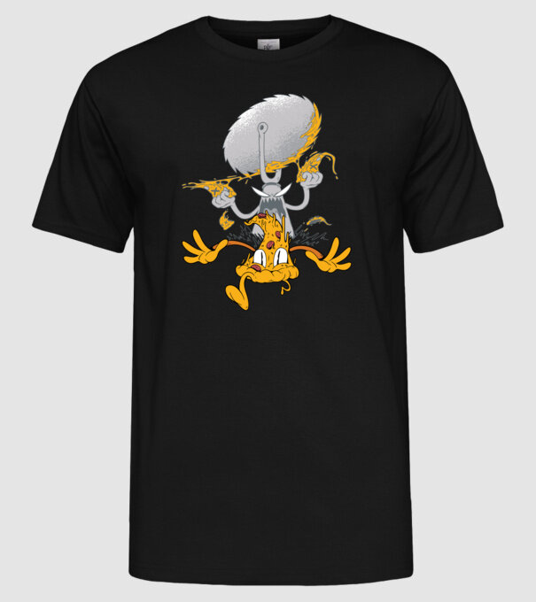 Monstru tăietor de Pizza model negru pe tricou