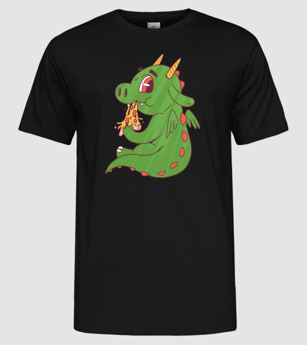 Pizza Dino model negru pe tricou