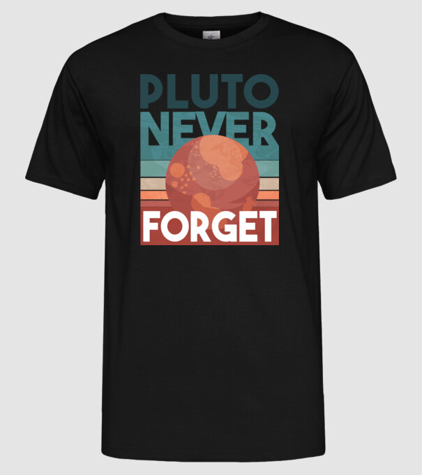 Pluto never forget model negru pe tricou