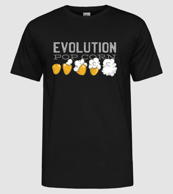 Evoluție Popcorn model negru pe tricou