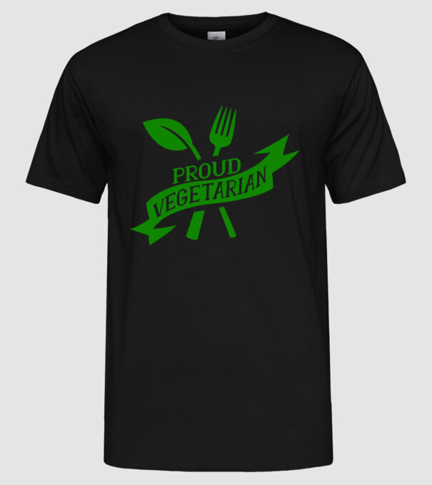 Proud Vegetarian model negru pe tricou