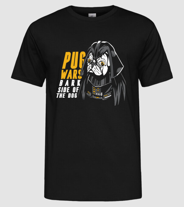 Pug Wars Mops model negru pe tricou
