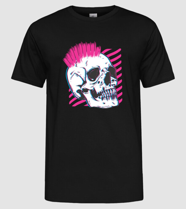 Craniu Punk model negru pe tricou