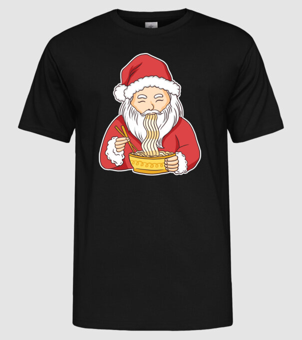 Moș Crăciun Ramen model negru pe tricou
