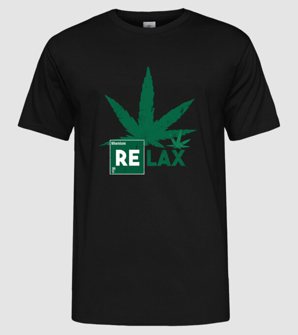 Relax Cannabis model negru pe tricou