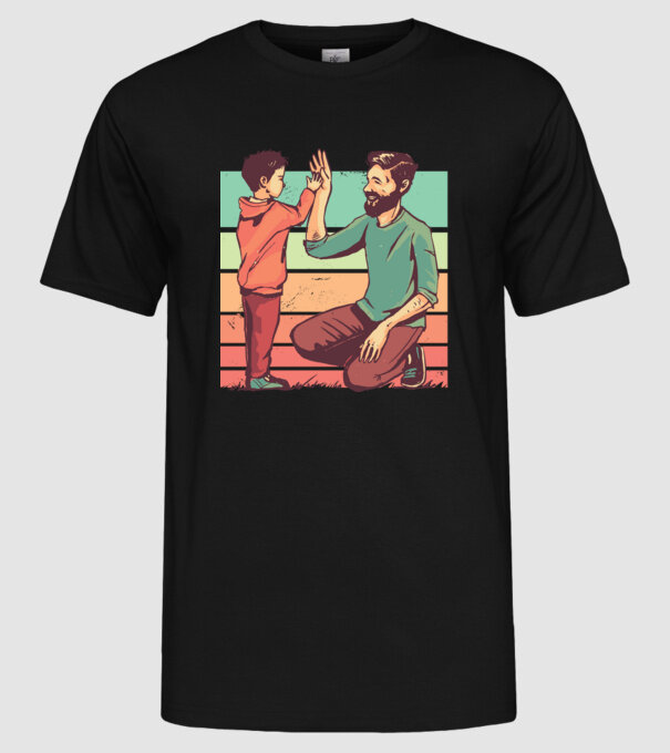 Tată și fiu retro model negru pe tricou