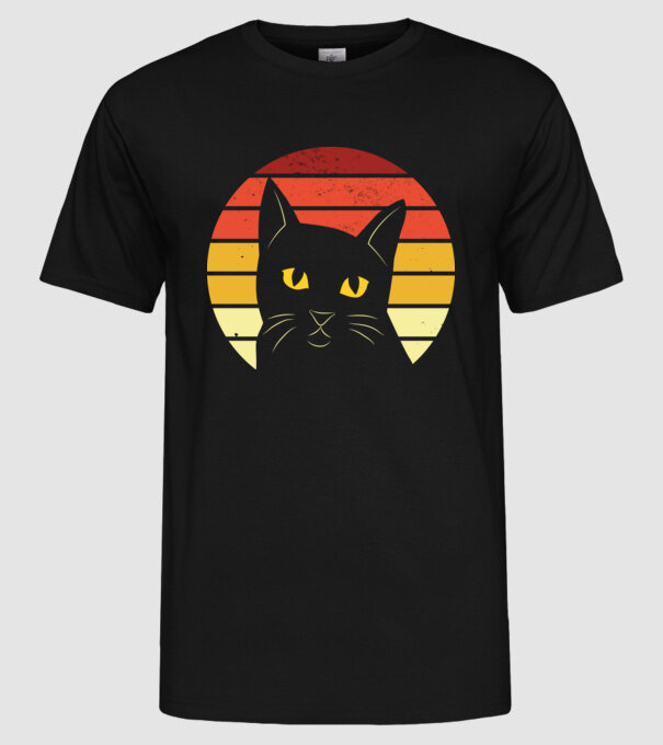 Cap pisică retro model negru pe tricou