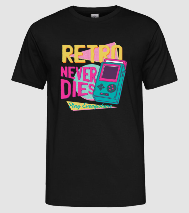 Retro Gameboy model negru pe tricou